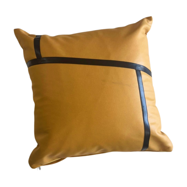 Mustard Leatherite Cushion Cover